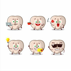 Slice hazelnut cartoon character with various types of business emoticons