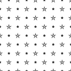 Seamless symmetric pattern with sharp black stars on white background.