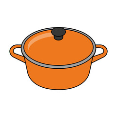 オレンジ色の鍋　Two-handled pot vector illustration