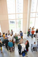 People talking during conference break