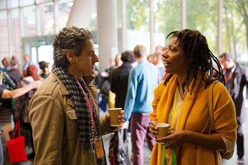 People talking during conference break