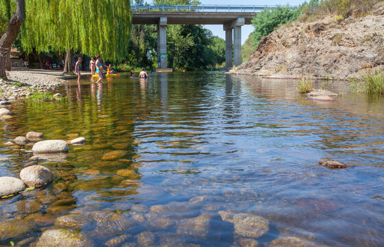 Swimmers enjoy Abadia natural swimming pool area