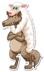 A sticker template of fox cartoon character