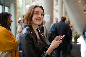 People talking during conference break