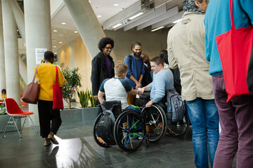 People talking during conference break