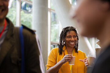 People talking during conference break