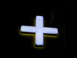 Obraz premium White neon cross.