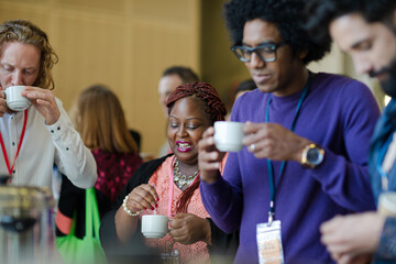 People talking during conference break