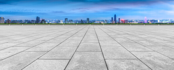 Road ground and urban architectural landscape