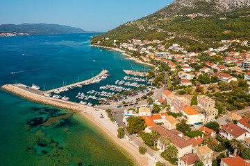 Fototapeta na wymiar Aerial view of Orebić town on Pelješac, Croatia