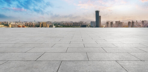 Road ground and urban architectural landscape