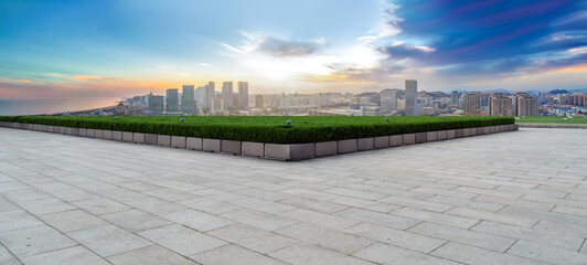 Road ground and urban architectural landscape