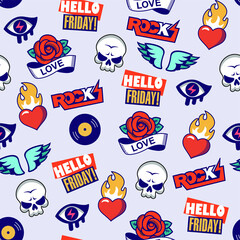 vector rock and roll party vector seamless pattern.  Design for wallpaper, textile, print, clothing print