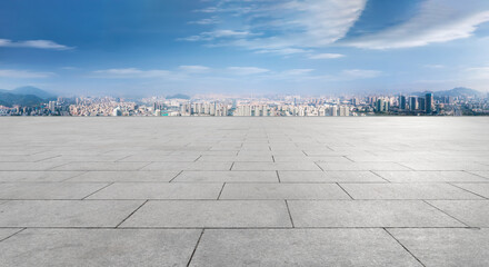 Road ground and urban architectural landscape