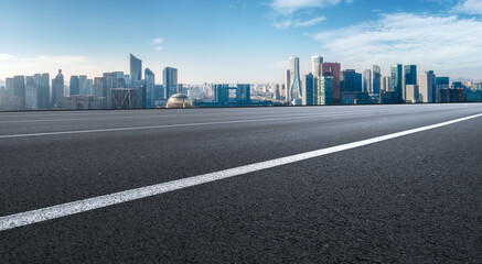 Road ground and urban architectural landscape