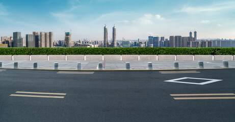 Road ground and urban architectural landscape