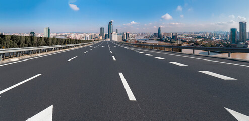 Road ground and urban architectural landscape