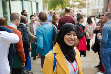 People talking during conference break