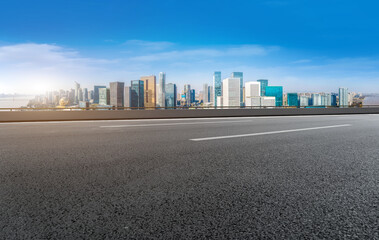 Road ground and urban architectural landscape