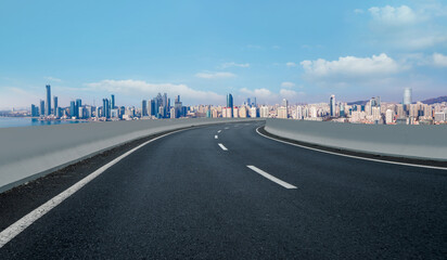 Road ground and urban architectural landscape