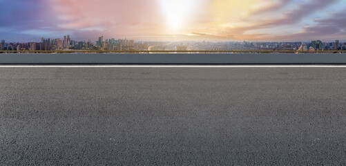 Road ground and urban architectural landscape