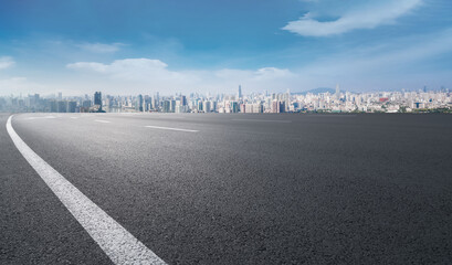 Road ground and urban architectural landscape