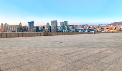 Road ground and urban architectural landscape