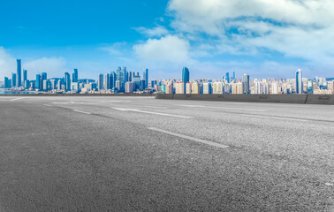 Road ground and urban architectural landscape