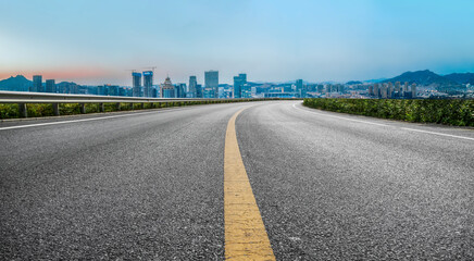 Road ground and urban architectural landscape