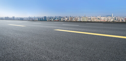 Road ground and urban architectural landscape