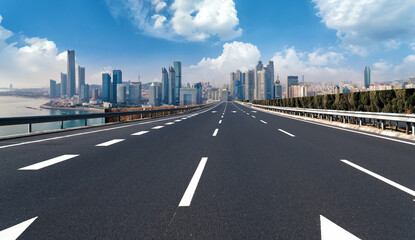 Road ground and urban architectural landscape