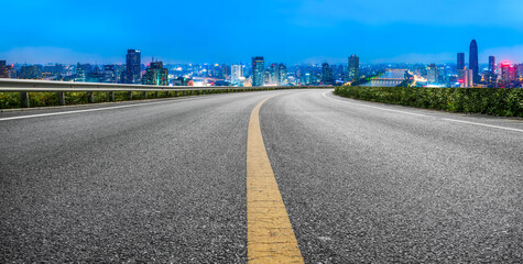 Road ground and urban architectural landscape