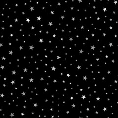 Seamless pattern with white stars on black background. Vector