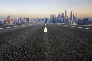 Road ground and urban architectural landscape