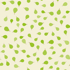 Seamless pattern with green pears on white. Vector