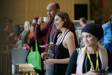 People talking during conference break