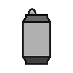 The icon is an aluminum can for beer and other beverages. A container for filling beverages intended for long-term storage and retail sale. Vector illustration isolated on a white background.