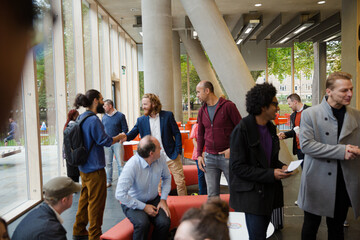 People talking during conference break