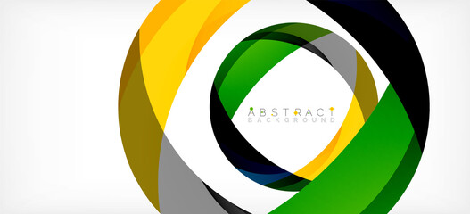 Obraz premium Color circle shapes, minimal geometric background. Trendy dynamic composition. Vector Illustration For Wallpaper, Banner, Background, Landing Page