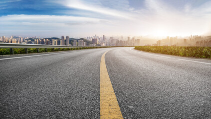 Road ground and urban architectural landscape