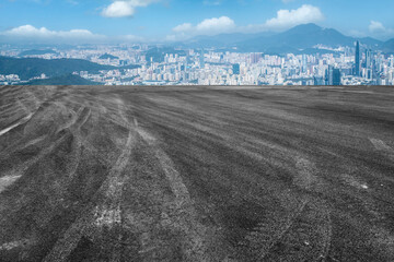Road ground and urban architectural landscape