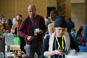 People talking during conference break