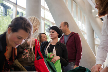 People signing up for conference