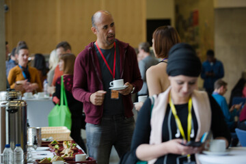 People talking during conference break