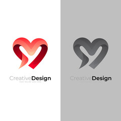 Love logo and charity design illustration, heart icon vector