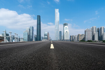 Obraz premium Road ground and urban architectural landscape
