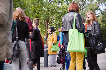 People talking during conference break
