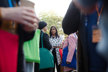 People talking during conference break