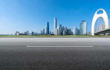 Road ground and urban architectural landscape