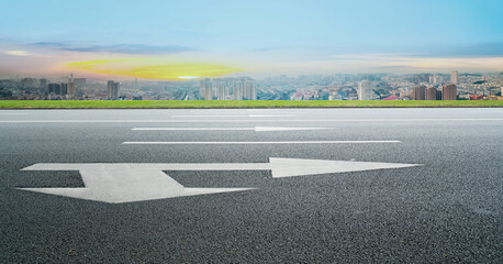 Road ground and urban architectural landscape